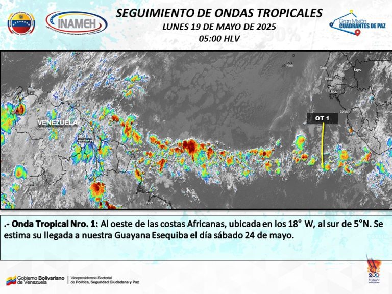 Inameh informa sobre la formación de la primera onda tropical del año