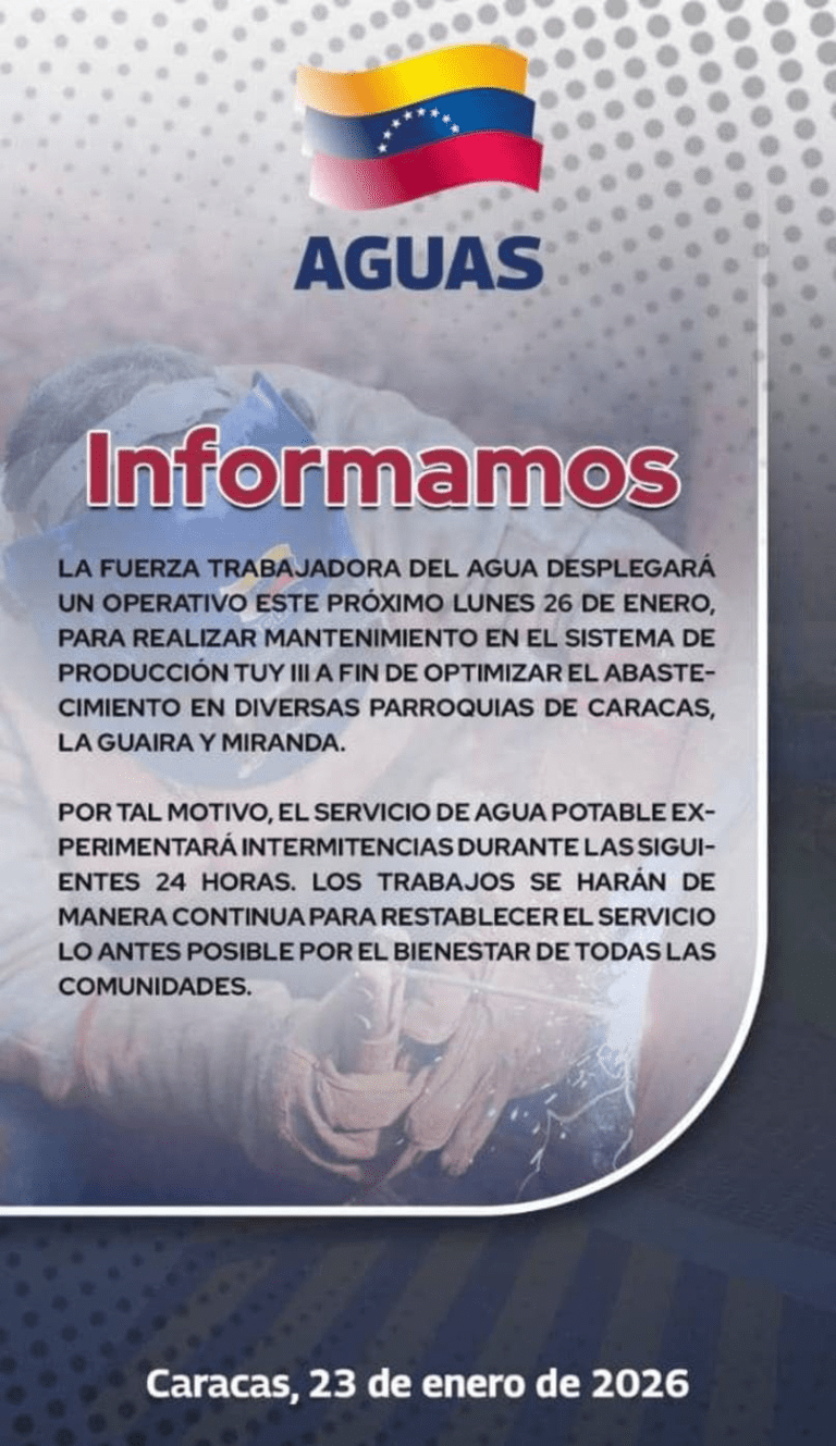 Mantenimiento del sistema Tuy III dejará sin agua estas zonas de ...