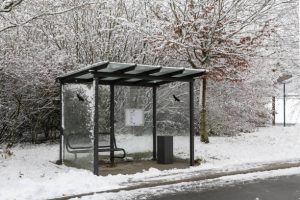 Bus stop in winter