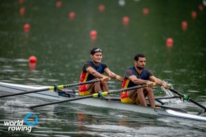 Cesar Amaris Fernandez (b), Jose Guipe Jimenez (s), Lightweight Men's Double Sculls, Venezuela, 2021 World Rowing Cup II, Lucerne, Switzerland / World Rowing/Benedict Tufnell